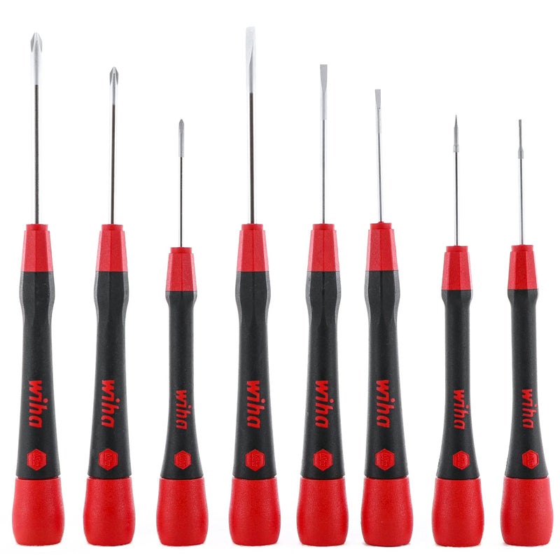 Wiha 26193 Slotted & Phillips Screwdriver Set, 8 Piece, Soft PicoFinish Handles, Canvas Pouch, Chrome Finish - Image 2